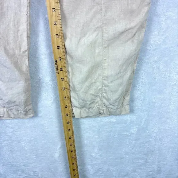 Mate The Label Willow Pull On Pants Women S Beige Crop Linen Preppy Resort USA - Picture 5 of 7